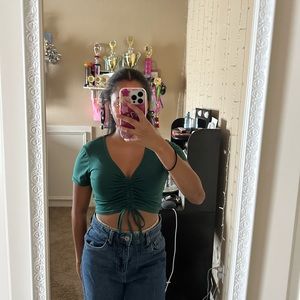 Dark green Drawstring Top